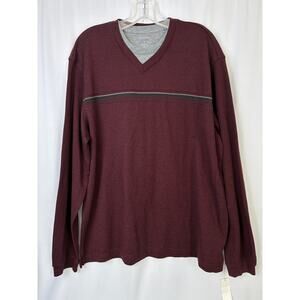 NWT VanHeusen 90's Single Stripe Shirt Men's XL Maroon Long Sleeve Skater